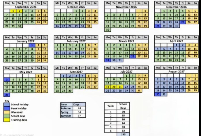 Term Dates 2026 to 2027